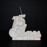Vela P/ Festa Aniversário 15 Anos Bodas de Cristal Casamento Prata Strass - Decore fácil shop