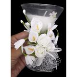 Vela Parafina Decorativa Media Larga Festas Casamento 15 Anos Flor Branca (WL-D) - Braslu