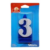 Vela Super Número 3 Azul - Velarte