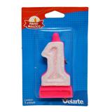 Vela Super Número Rosa 1 - Velarte