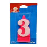 Vela Super Número Rosa 3 - Velarte
