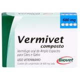 Vermífugo Vermivet Composto Biovet 600mg c/ 4 Comprimidos