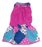 Vestido Cachorro Malha Com Lacinho Rosa Estampado Azul P - Nica pet