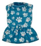 Vestido De Inverno Soft Cachorro Azul Estampa Patinhas Tam M - Nica pet