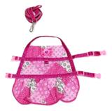 Vestido Peitoral Com Guia Cachorro Estampado Rosa Tamanho P - Nica pet