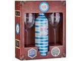 Vinho Rosé Meio Seco Rosé Piscine - Kit Cristal Blue França 750ml com Taça