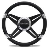 Volante Esportivo Preto Com Anel Cromado Sem Cubo Universal Shutt VX4B Black