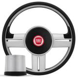 Volante Esportivo Rallye Slim Prata Acionador Buzina Cubo Fiat 147 78 a 87 - Prime