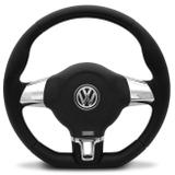 Volante Jetta Base Reta Turbo Preto Cromado Gol Saveiro Fox Voyage Golf Bora Polo 99 a 14 Com Cubo - Cvd