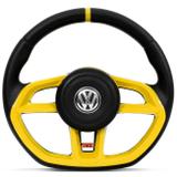 Volante Modelo Golf GTI Vision Amarelo Acionador de Buzina Universal Gol Celta Astra Saveiro - Cvd