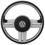 Volante Rallye S3 Gol Parati Saveiro G2 G3 G4 88 a 13 Prata com Acionador Buzina e Cubo Embutido - Cvd