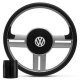 Volante Rallye Slim Prata Cubo Gol Parati Saverio Fusca Passat Kombi Voyage Santana 80 a 95 - Prime