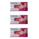 Volk Luvas P/ Procedimentos Vinil Transparente S/ Amido P C/100 (Kit C/03)