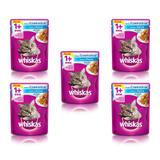 WHISKAS Sachê Adulto Gatos Castrados Sabor Peixe ao Molho - 5 Unids