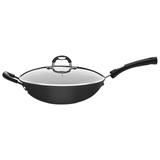 Wok com Tampa Tramontina Mônaco Preta Alumínio com Revestimento Interno Antiaderente Starflon T3 28c