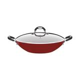 Wok Tramontina Mônaco Alumínio Antiaderente com Tampa Vermelha 32cm 4,5L
