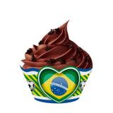 Wrapper para Cupcake Coração Brasil 12 unidades Festança - Festabox