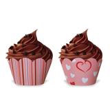 Wrapper para Cupcake Corações e Listras Vermelho e Branco 12 unidades Duster