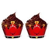 Wrapper para Cupcake Coroa de Corações Vermelho 12 unidades Duster