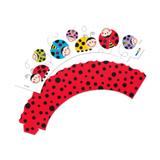 Wrapper para Cupcake Joaninha Vermelho 12 unidades Ultrafest