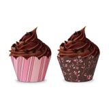 Wrapper para Cupcake Listra e Arabesco Rosa e Marrom 12 unidades Duster