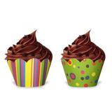 Wrapper para Cupcake Poá e Listras Coloridas 12 unidades Duster