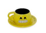 Xícara com Pires Cerâmica 150 ml Amarelo Diverticon Sorria Ceraflame - CER 275 - Mondoceram