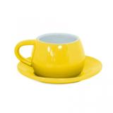 Xícara com Pires Tropeiro 150ml Mondoceram Gourmet 6cmx12,5cmx12,5cm Amarelo