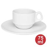 Xícara de Café 75ml com Pires Empilhável Linha Gourmet Branca Oxford