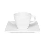 Xícara de Café com Pires Quadrado Quartier Porcelana 75 ml Branco Oxford