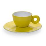 Xícara para Café com Píres em Porcelana Rainbow 110ml Kenya Amarela