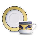 Xícaras de Chá Maria Sintra Porcelana 6 Peças Branco, Amarelo e Azul Verbano