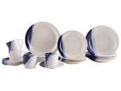 Aparelho de Jantar e Chá 20 Peças Cerâmica Brasilia Redondo Branco e Azul Cobalto Atual