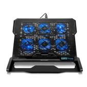 Imagem do produto Base com Cooler para Notebook Multi Hexa, com 6 Fans com Ajuste de Velocidade, Até 17", 2x USB, LED, Preto - AC282
