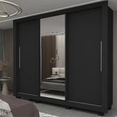 Imagem do produto Guarda-Roupa Casal 3 Portas 1 Porta Espelhada com Pés Milão 100% MDF Yescasa Preto