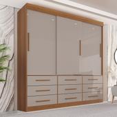 Imagem do produto Guarda Roupa Casal 3 Portas 9 Gavetas Luana Off White/Cinamomo/Off-White