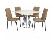 Imagem do produto Mesa de Jantar 4 Cadeiras Quadrada Capuccino Crome Topázio