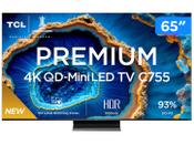 Imagem do produto Smart TV 65" 4K UHD QLED Mini LED TCL 65C755 120Hz Wi-Fi Bluetooth 4 HDMI 2 USB