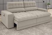 Imagem do produto Sofá Omega 2,00m Assento Retrátil e Reclinável Velosuede Areia - NETSOFAS