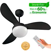 Imagem do produto Ventilador de Teto Ventisol Fênix Black Inverter Controle Remoto, 6 Velocidades - Bivolt