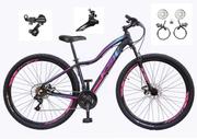 Bicicleta Ksw Mwza Disc H Aro 29 Susp. Dianteira 24 Marchas - Preto/rosa/azul
