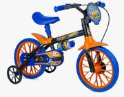 Bicicleta Nathor Hot Wheels Aro 12 Rígida 1 Marcha - Azul/laranja