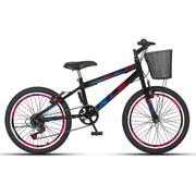 Bicicleta Kls Sport Gold V-brake Aro 20 Rígida 7 Marchas - Preto/rosa/azul
