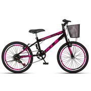 Bicicleta Kls Sport Gold V-brake Aro 20 Rígida 7 Marchas - Preto/rosa