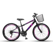 Bicicleta Kls Sport Gold V-brake Aro 24 Rígida 21 Marchas - Preto/rosa/roxo