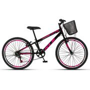 Bicicleta Kls Sport Gold V-brake Aro 24 Rígida 7 Marchas - Preto/rosa