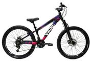 Bicicleta Vikingx Tuff 25 Disc H Aro 26 Susp. Dianteira 21 Marchas - Preto/rosa