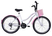 Bicicleta Dalannio Bike Beach Aro 26 Rígida 18 Marchas - Rosa