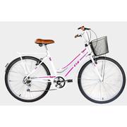 Bicicleta Kls Retrô Sport Vb Aro 26 Rígida 6 Marchas - Branco/rosa