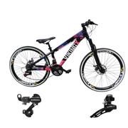 Bicicleta Vikingx Tuff 25 Disc M Aro 26 Susp. Dianteira 24 Marchas - Preto/rosa